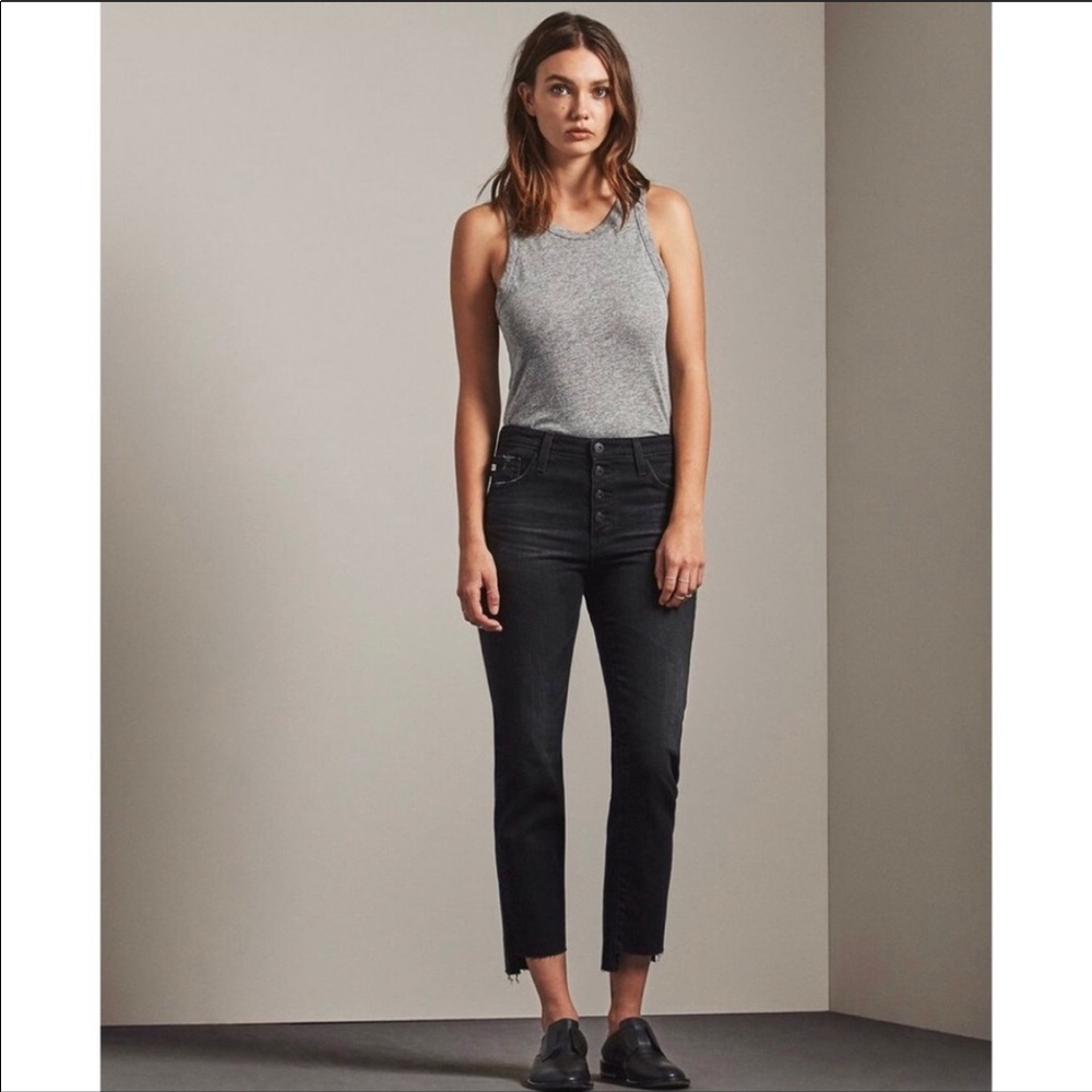 AG The Isabelle Button-Up High-Rise Cropped Jeans